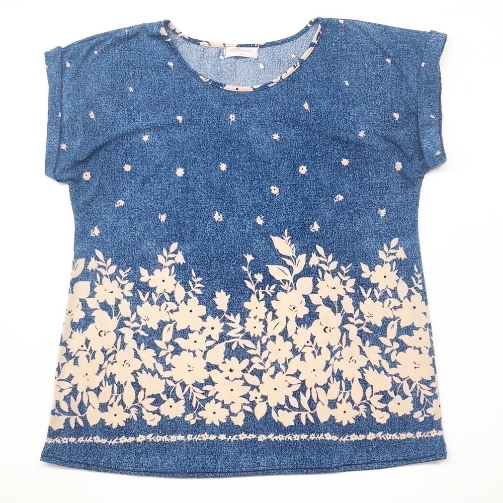 ACE Fashion blue/tan floral top